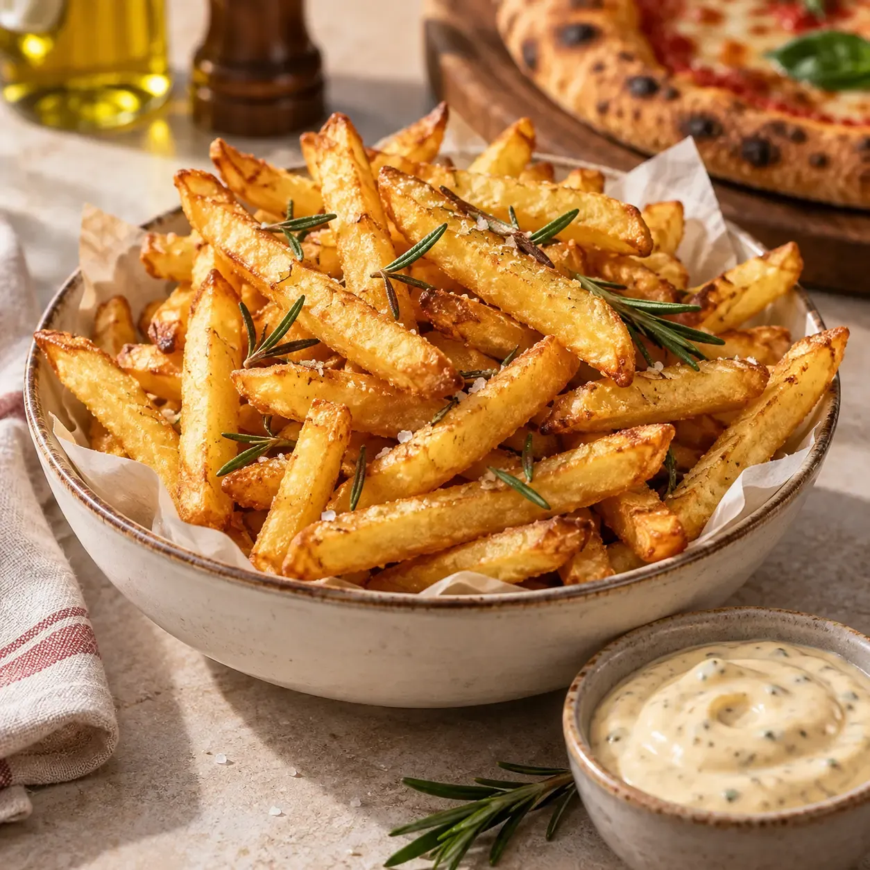 Crisp rosemary fries with aioli