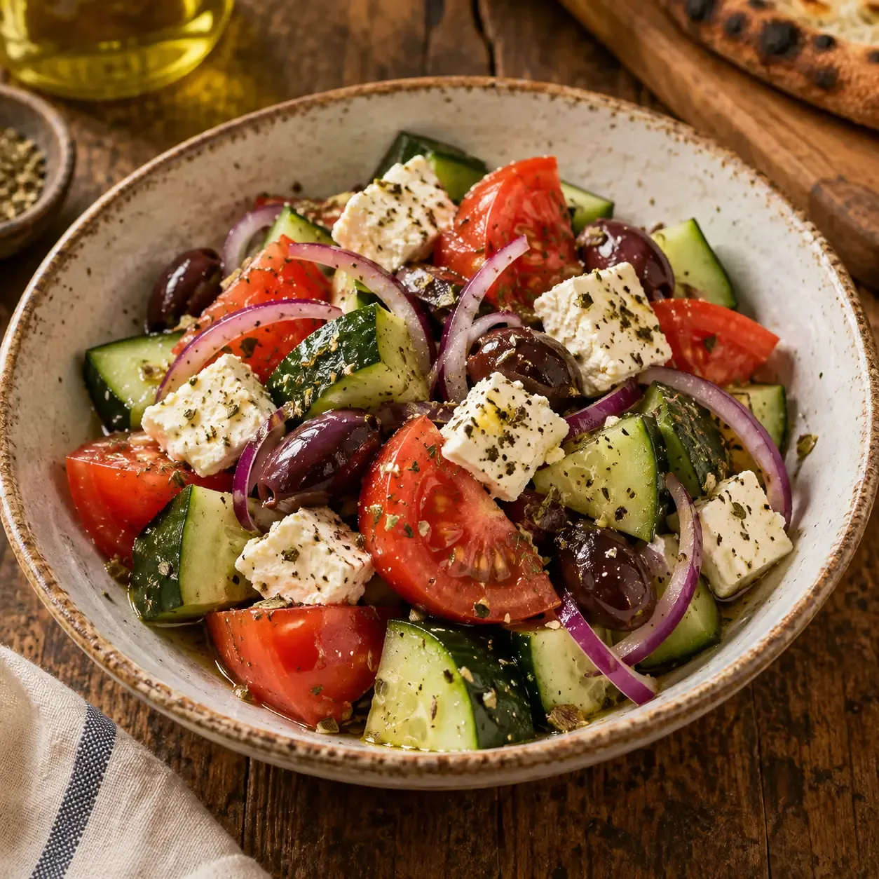 Greek salad with feta and vegetables