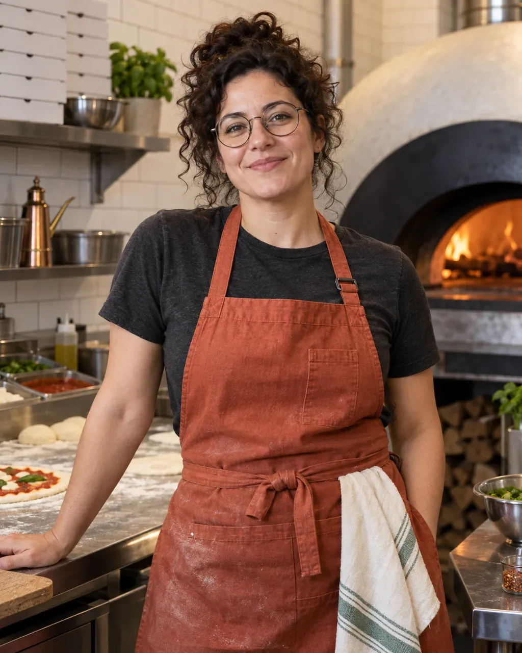 Valeria Cruz smiling in the Fiamma prep kitchen