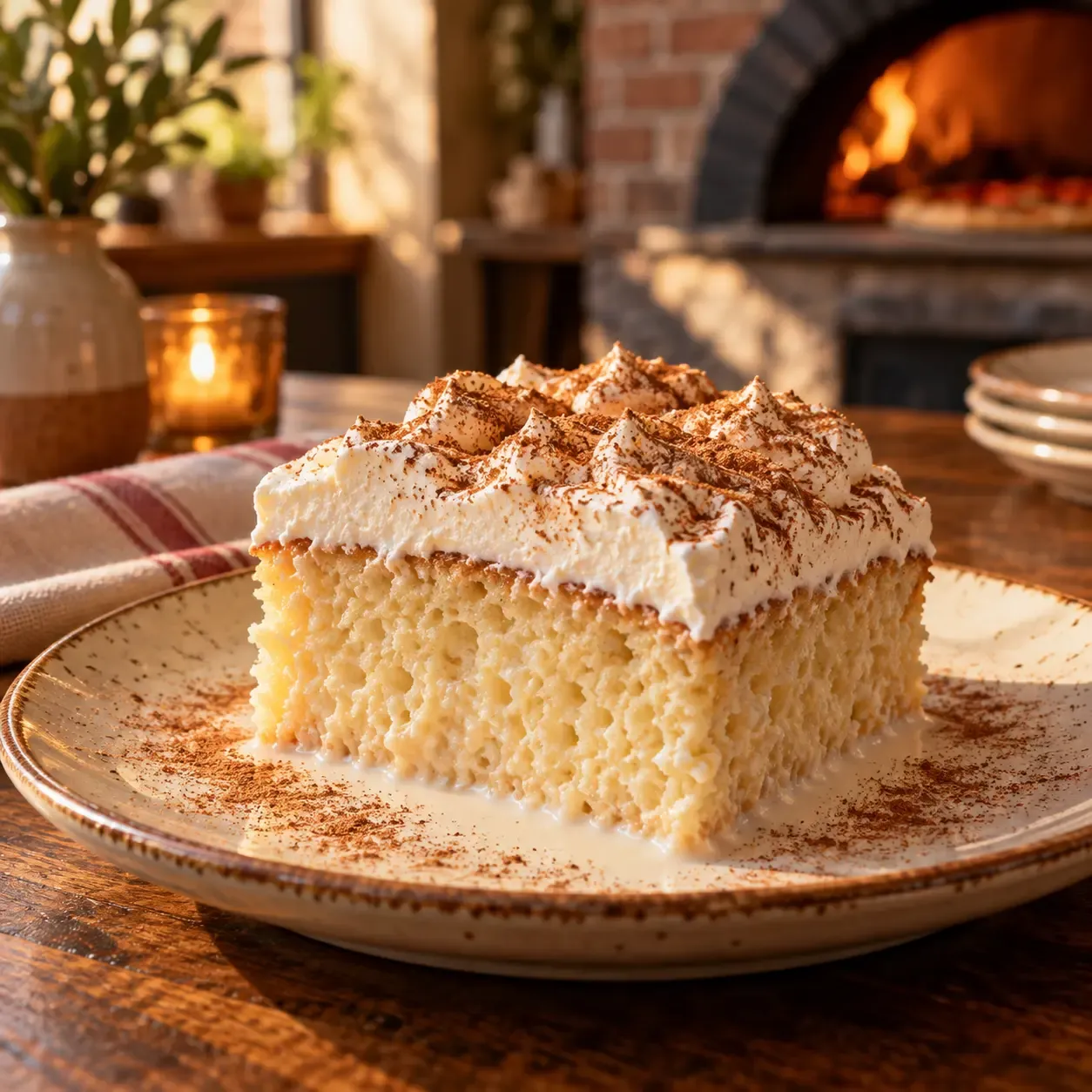 Tres leches cake with cinnamon